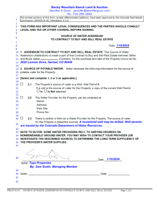 2620 Larimer - Contract Documents - Household Well May be Drilled